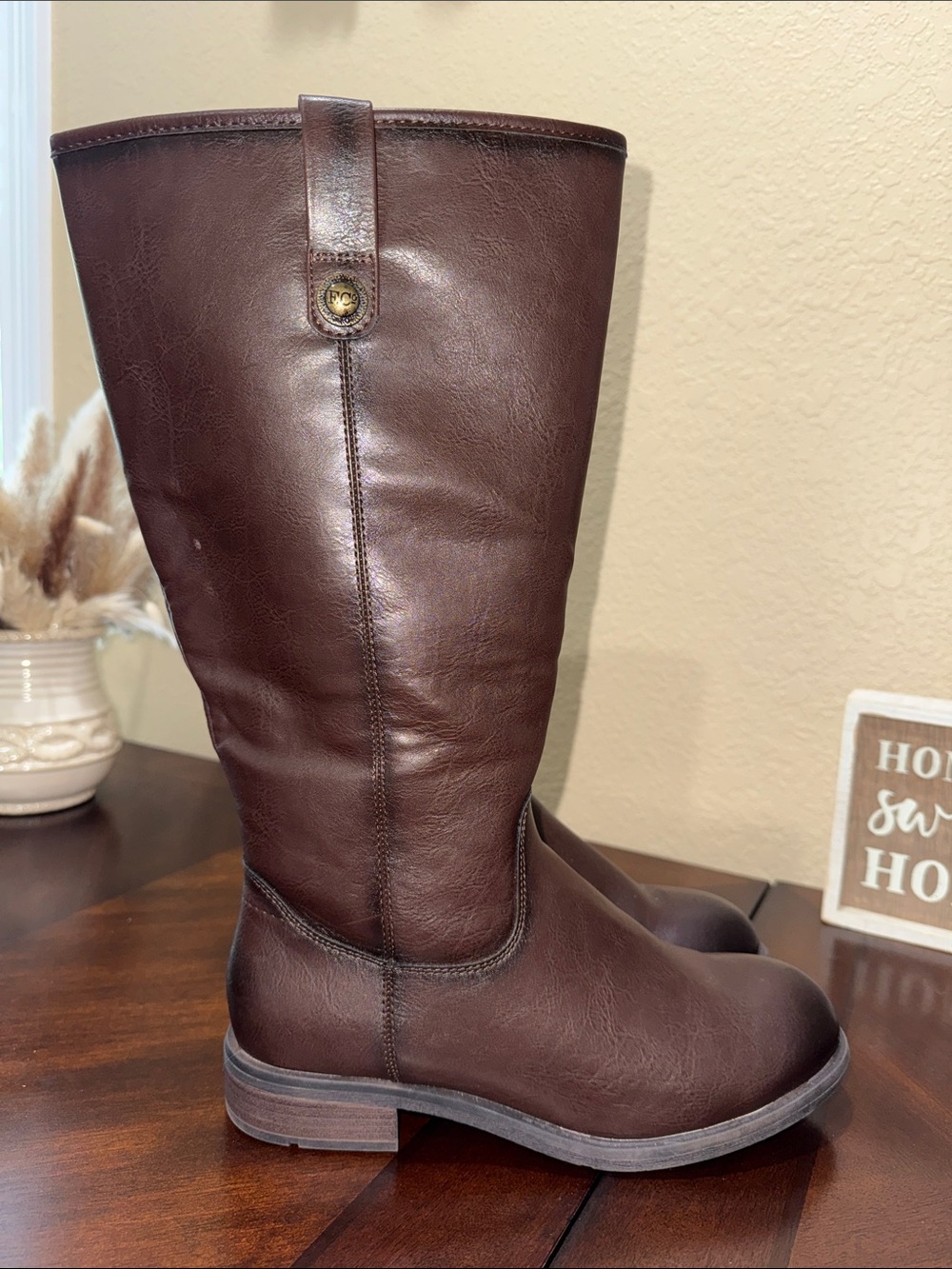 FRYE AND CO. Wide Calf Charlize Women's Tall Riding Boots Dark Brown size 9 - Picture 2 of 14
